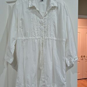 Bandolinoblu White Cotton Dress Or Swimsuit Cover Up, M